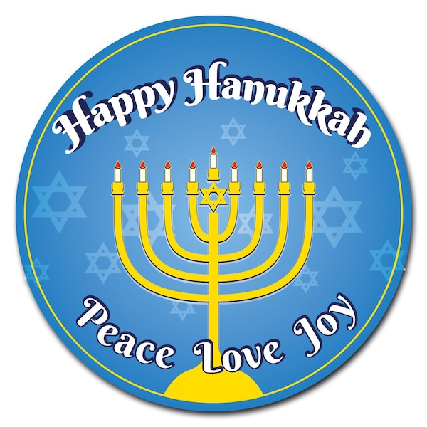 Corrugated Plastic Sign With Stakes 16in Circular-Happy Hanukkah